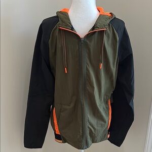 Russell Athletic Green and Black Windbreaker with Hood. Small